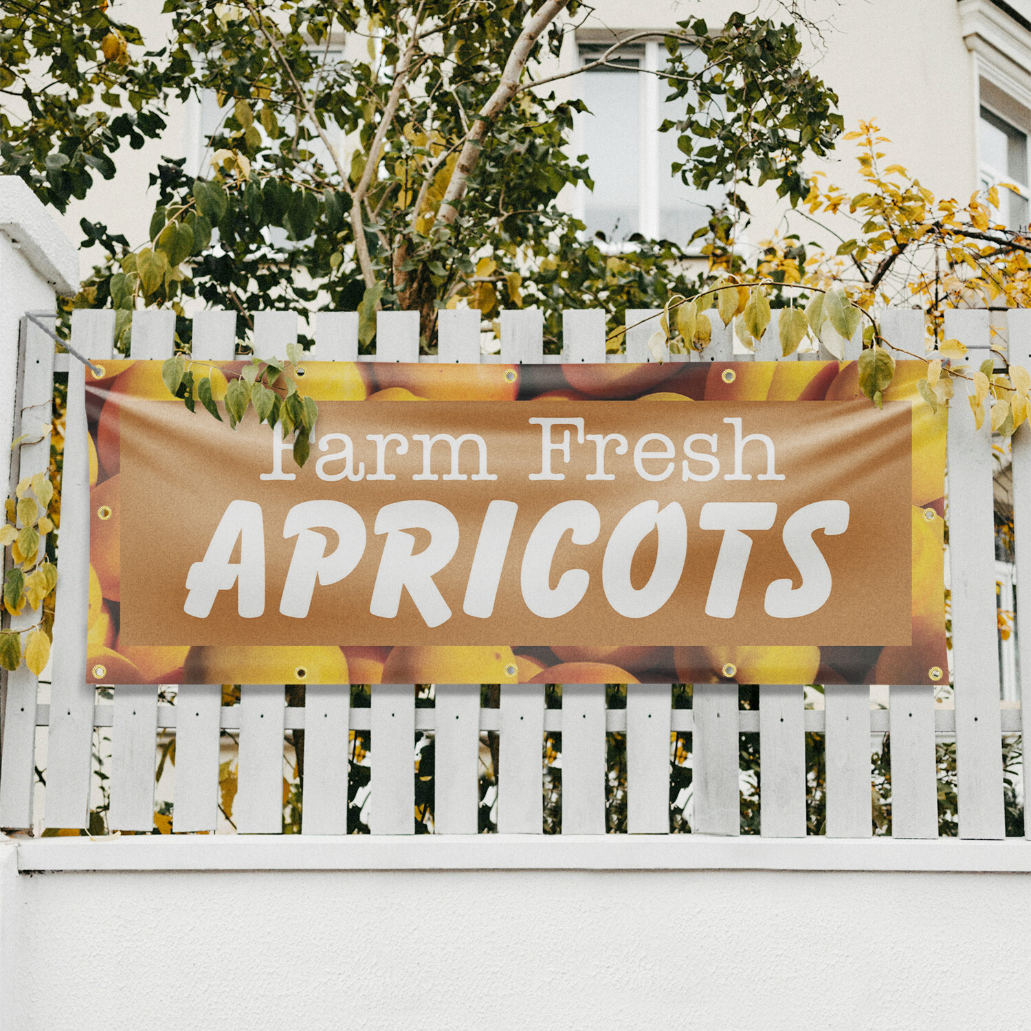 Farm Fresh Apricots Vinyl Banner Sign with Metal Grommets Heavy-Duty
