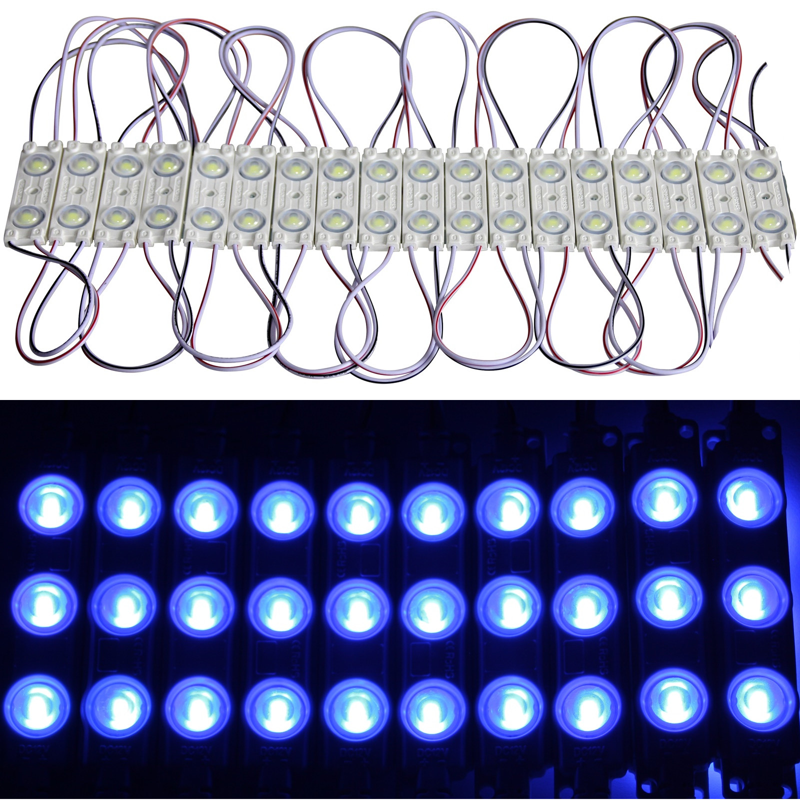 20X LED 2X Chain Module Blue 12V Waterproof Werbetechnik Ad Lighting IP6
