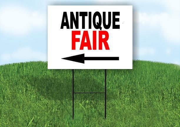 ANTIQUE FAIR LEFT ARROW BLACK Yard Sign Road with Stand LAWN SIGN Single sided