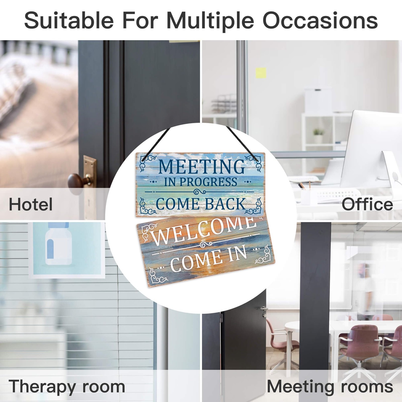 Meeting in Progress Door Sign – Welcome Come in Office Sign for Meeting Room,
