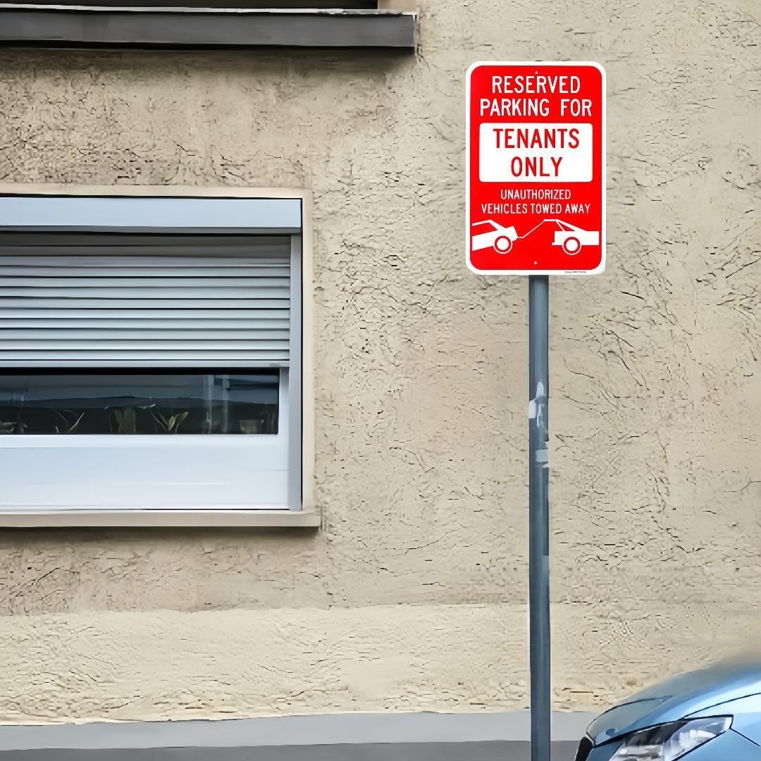 Large Reserved Tenants Parking Only Aluminum Reflective Sign .040 18×12 Inch