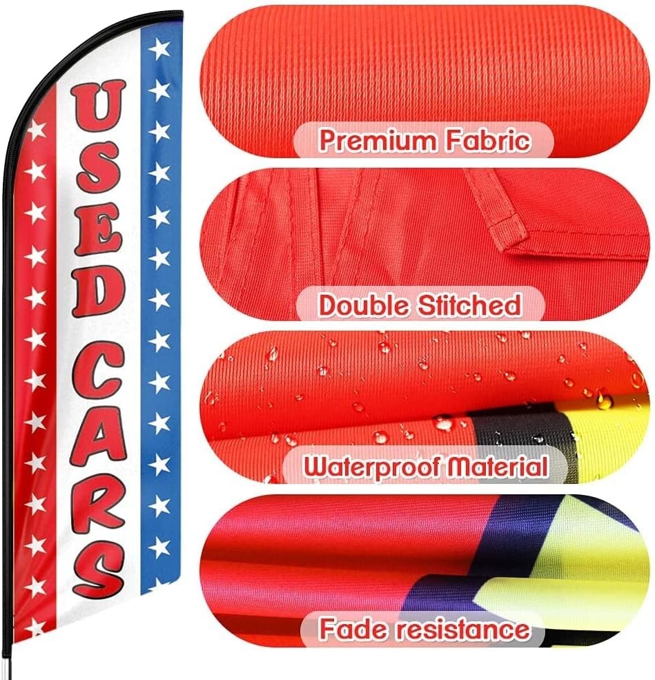 Used Cars Sale Feather Flags, 11FT Second-hand Car Auto Dealer Swooper Flutte…
