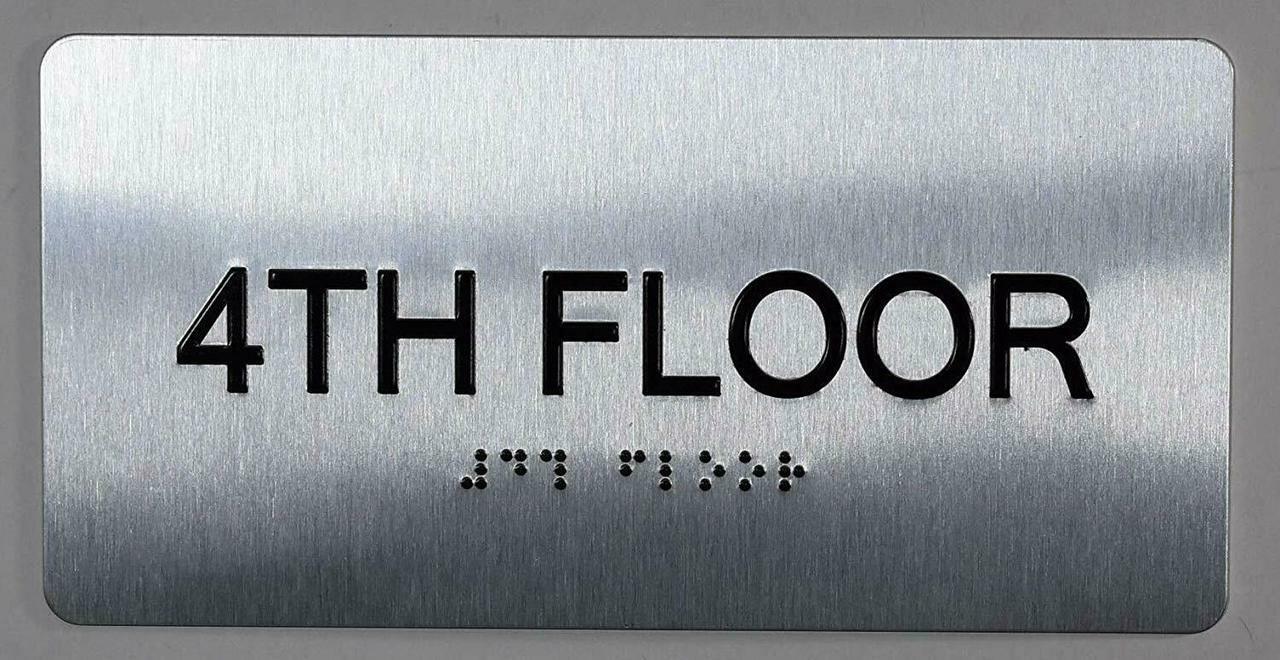 4th Floor Sign- Floor Number Tactile Touch Braille Sign ….., 4×8)—REF24-1027