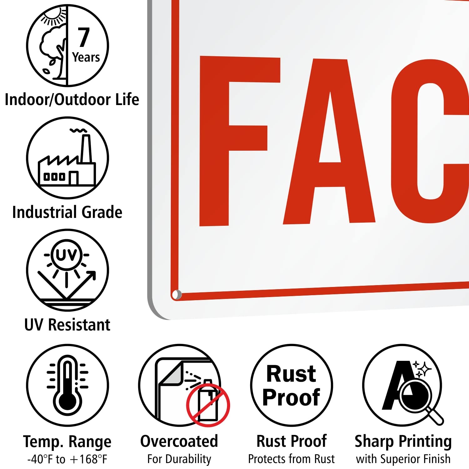 S-9296-AL-10 7″x10″ “FACP” Sign Aluminum Red on White for Fire Alarm Panel