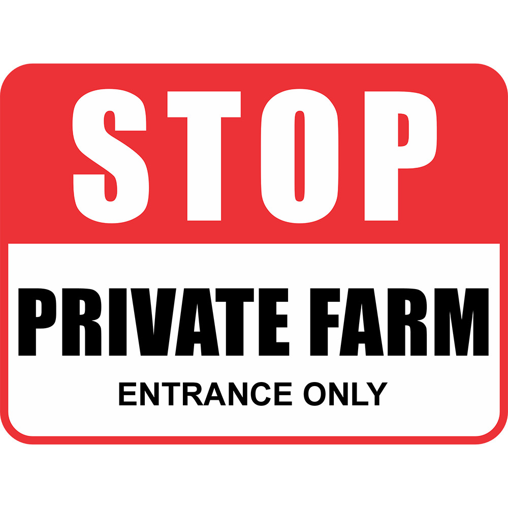 Classic Framed Plus Stop Private Farm Entrance Only Door or Wall Sign |