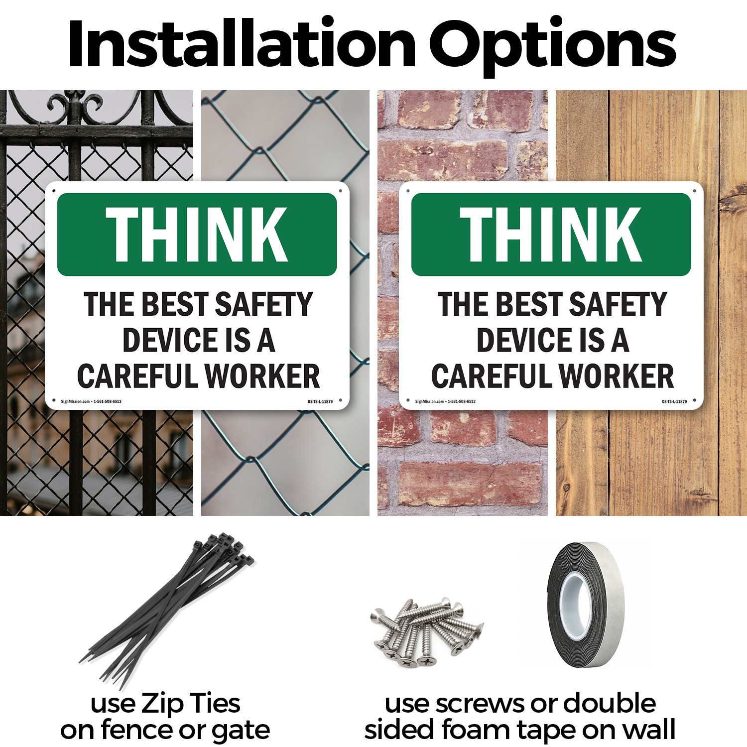The Best Safety Device Is A Careful Worker OSHA Think Sign, Decal 5 or 10 Pack