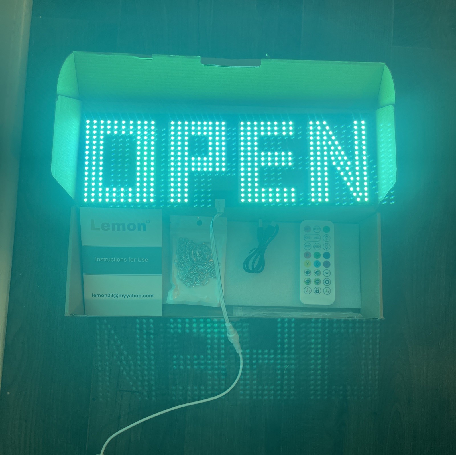 LemonNova 15”x5” LED Open Sign Window Display with Chain & Remote w/ APP