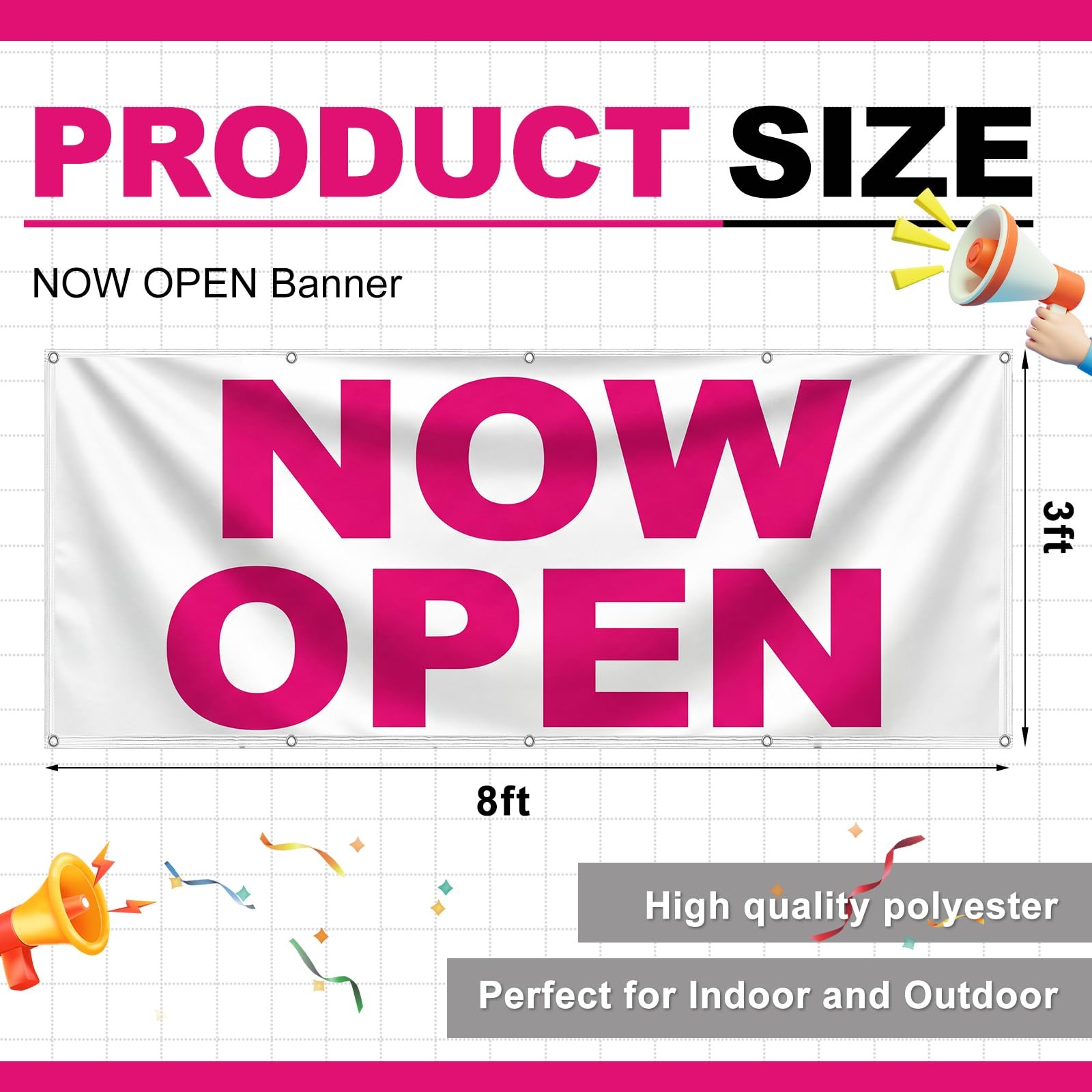 Banner with Grommets Fabric Large Size Hanging Yard Signs for Business Indust…
