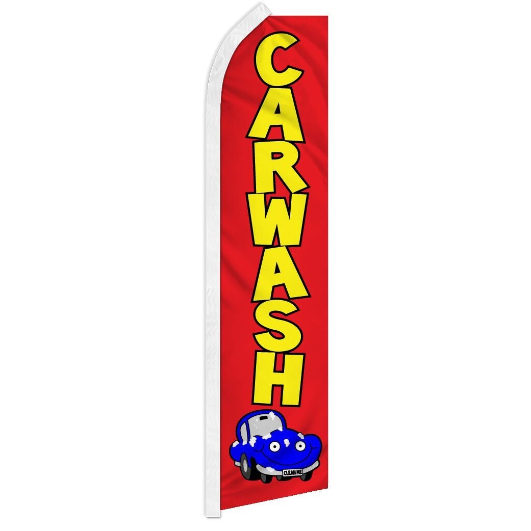 Car Wash (Red) Swooper Advertising Banner Flag for Car Wash & Detail Services