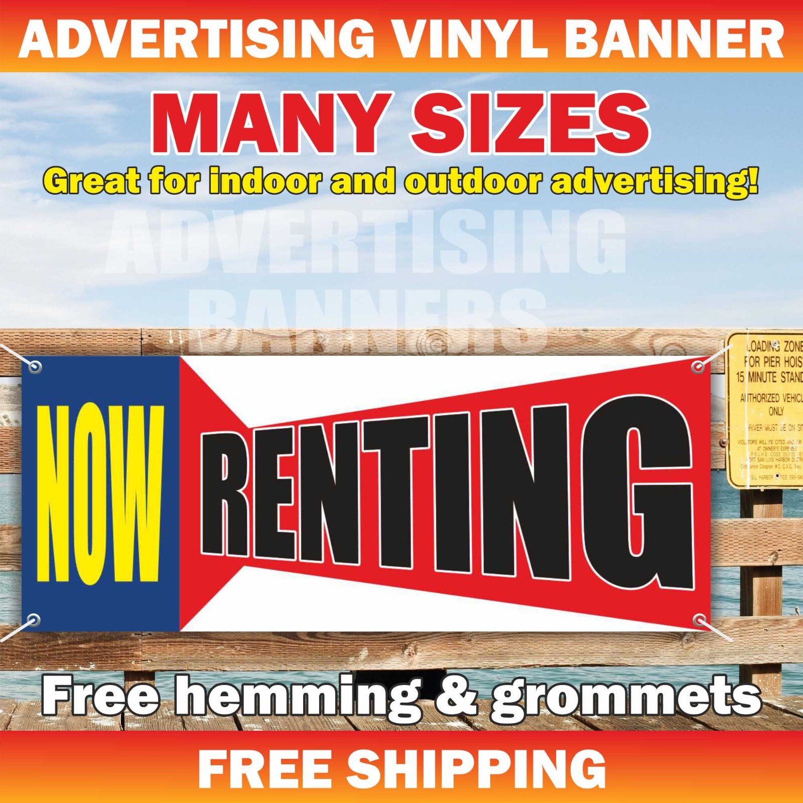 NOW RENTING Advertising Banner Vinyl Mesh Sign Rent Rental Commercial Space