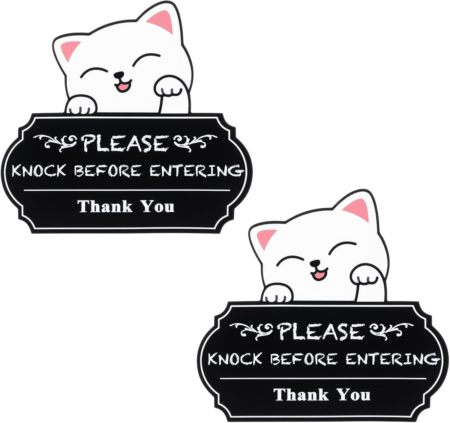 2Pcs Please Knock Sign for Door Stickers,Self Adhesive Knock before Entering