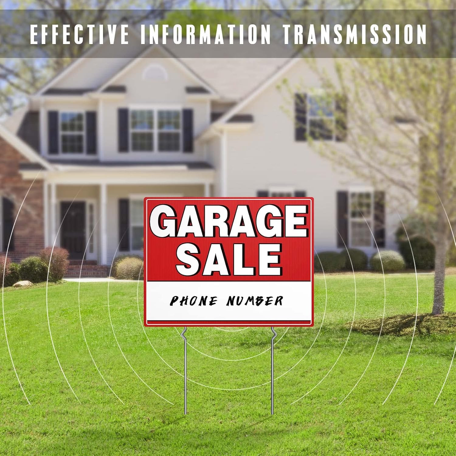 3 Pack 17X13 Inch Double Sided Garage Sale Sign with Stakes for Yard Patio