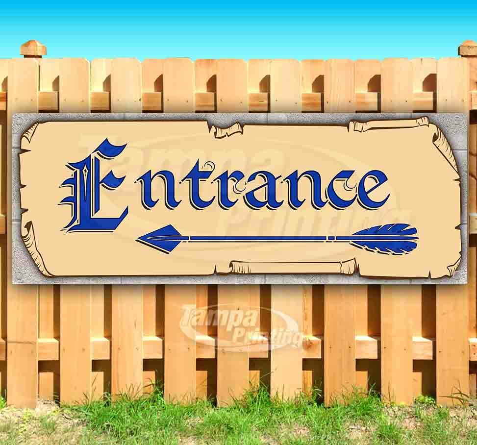 ENTRANCE ARROW LEFT Advertising Vinyl Banner Flag Sign Many Sizes MEDIEVAL