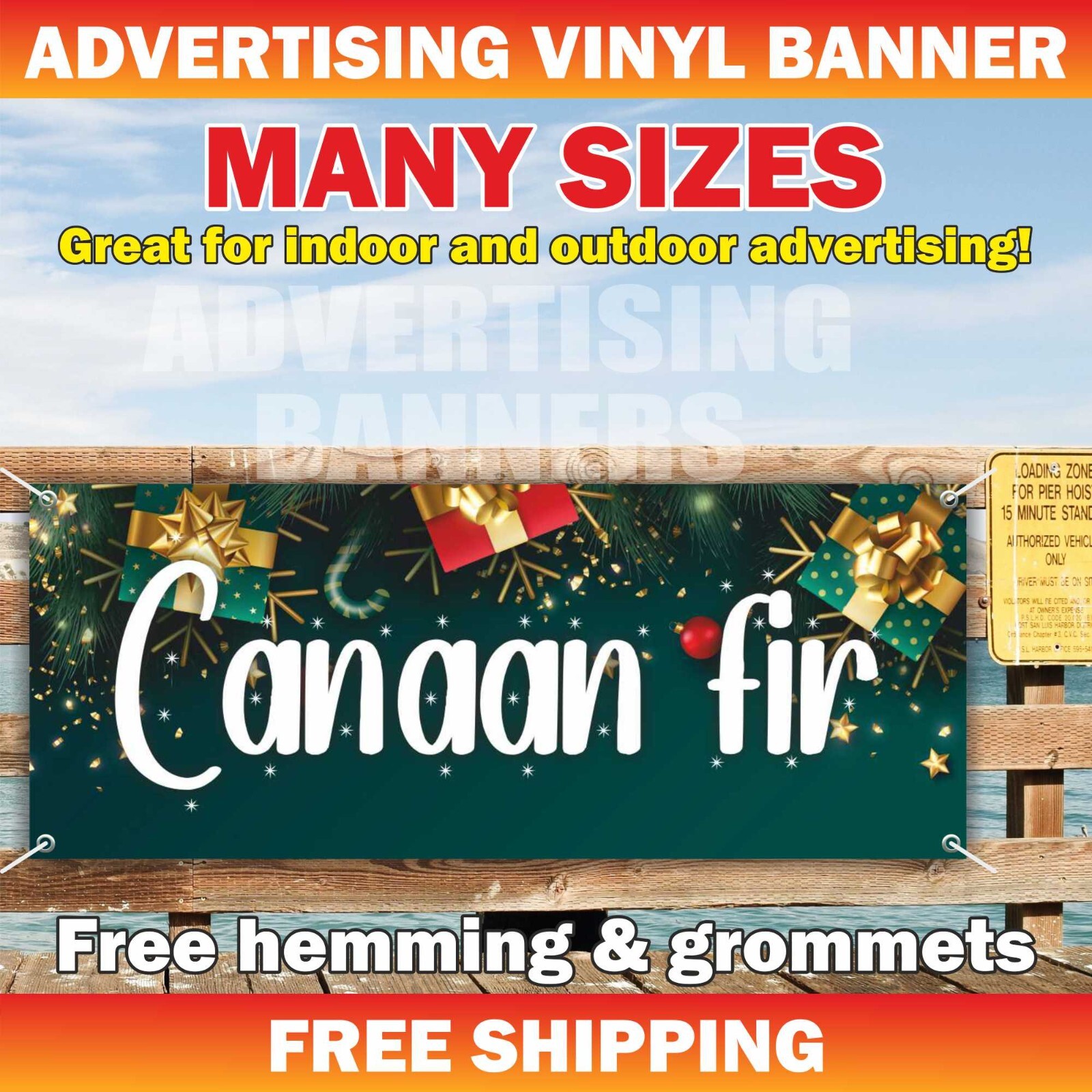 Canaan Fir Advertising Banner Vinyl Mesh Sign CHRISTMAS Tree Xmas BLUE SPRUCE
