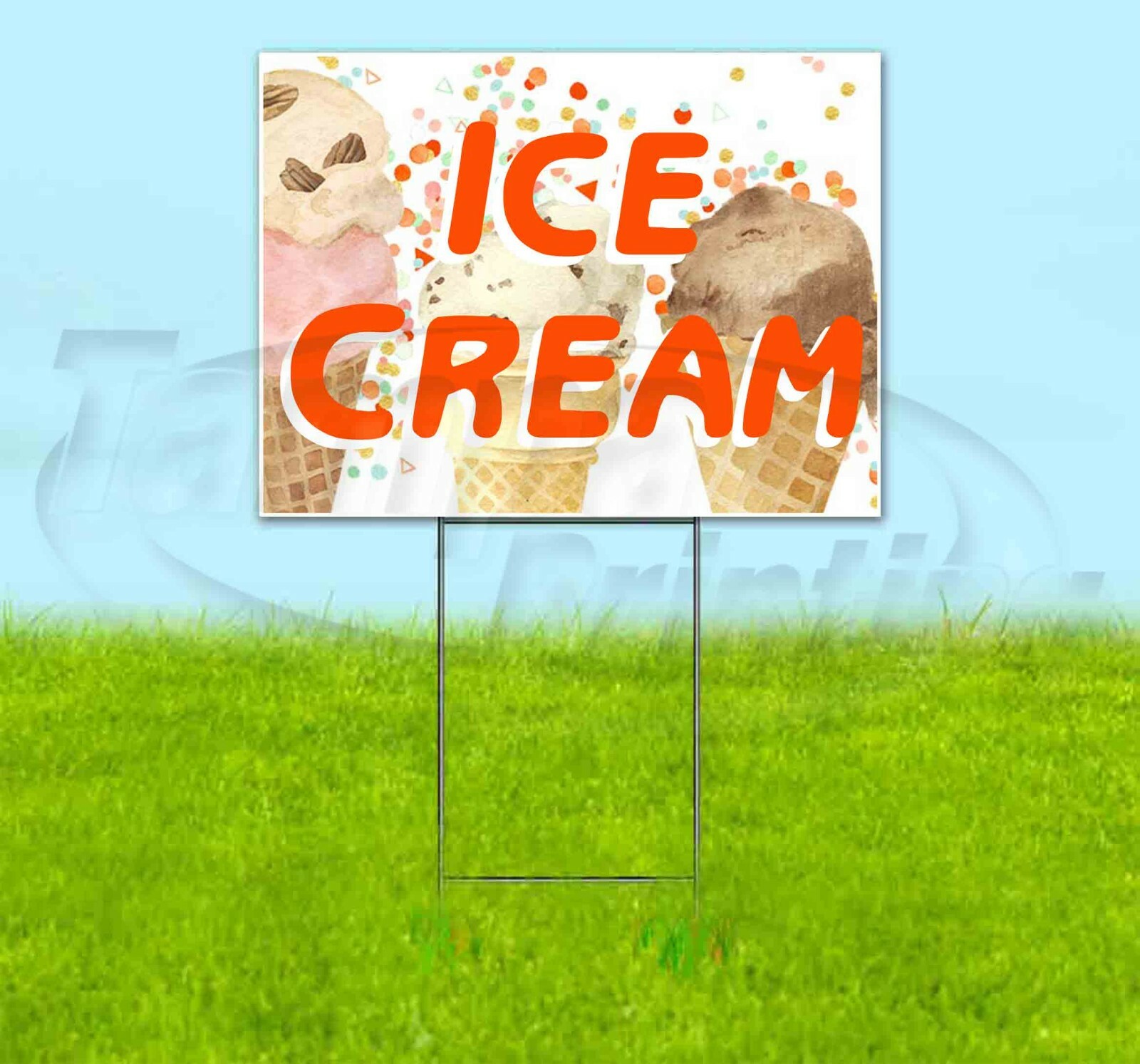 ICE CREAM 18×24 Yard Sign Corrugated Plastic Bandit Lawn Business USA