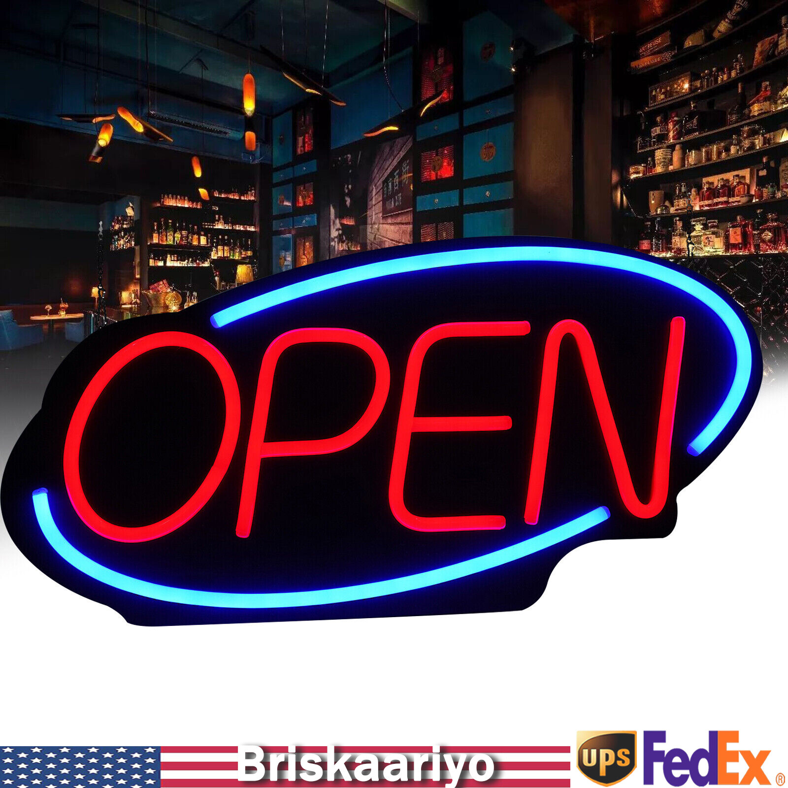 Large LED Open Sign Neon Light Bright for Restaurant Bar Pub Outside Wall Decor