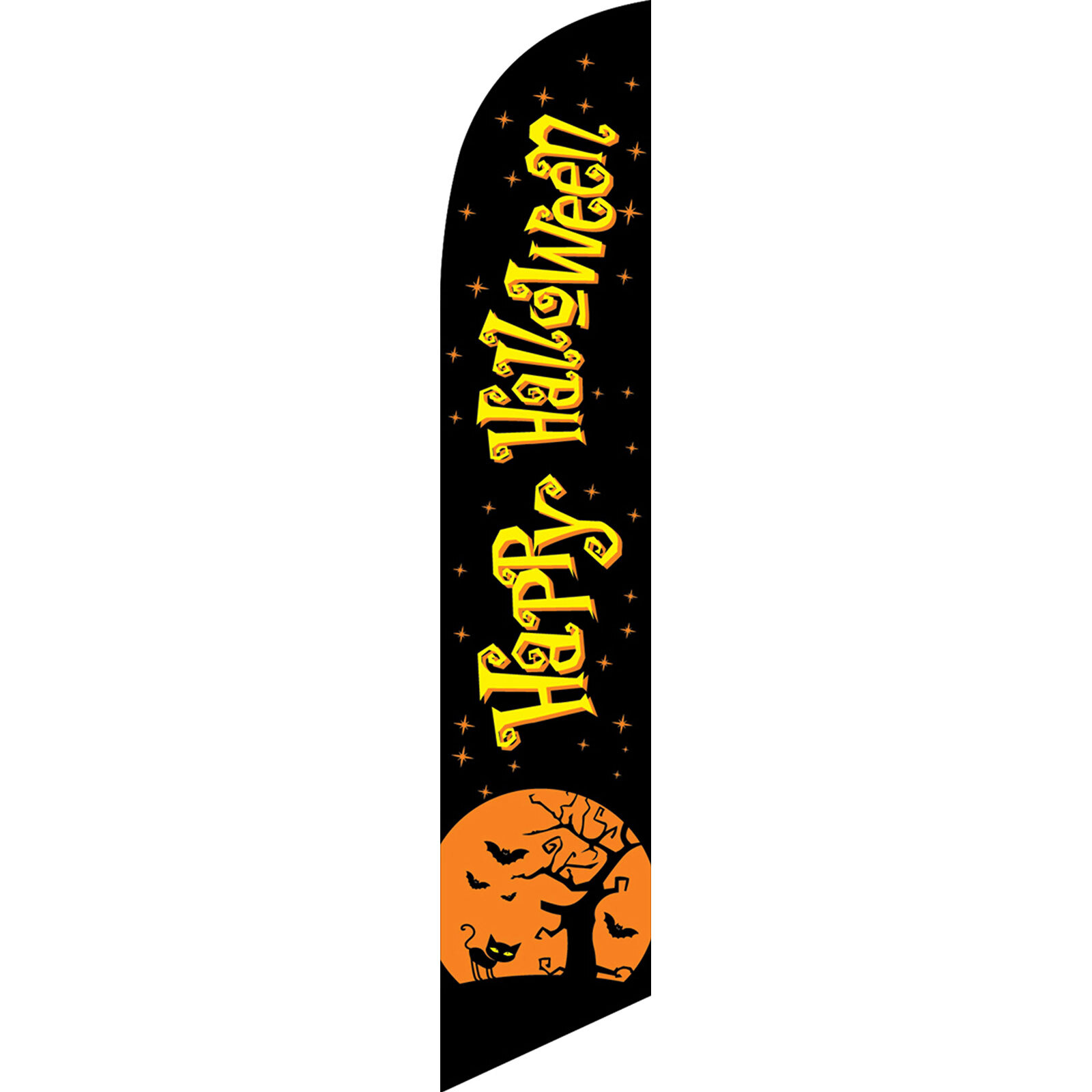 Happy Halloween Cat/Bats/Moon 2 1/2 ft X 11 1/2 ft Windless Swooper Flag