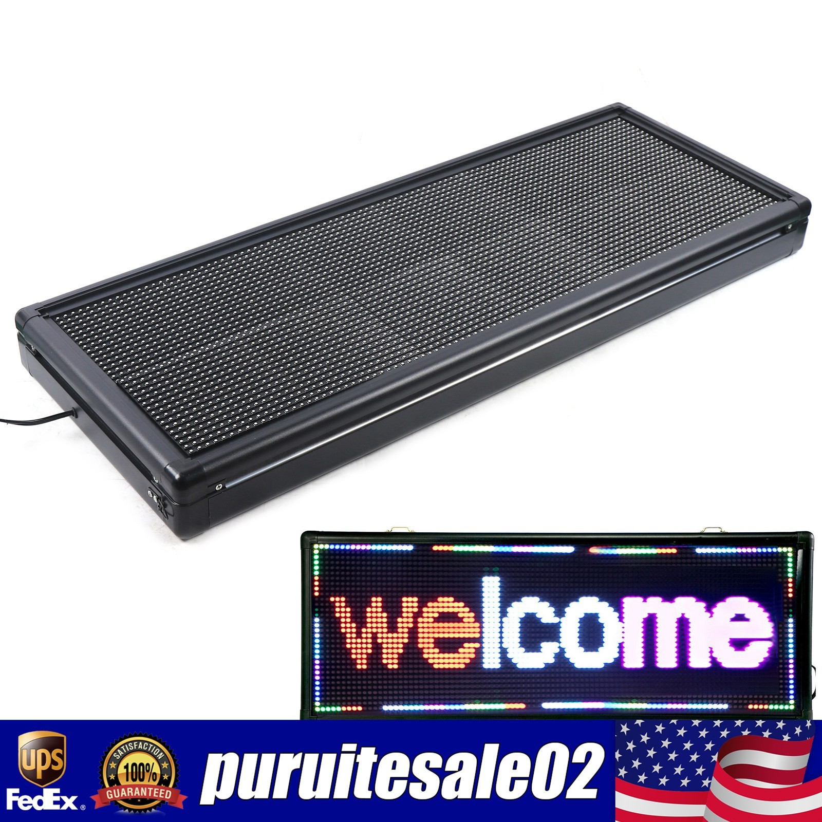 40″ X 15″ LED DIY Programmable Scrolling Message Open Sign Display Board 3-COLOR