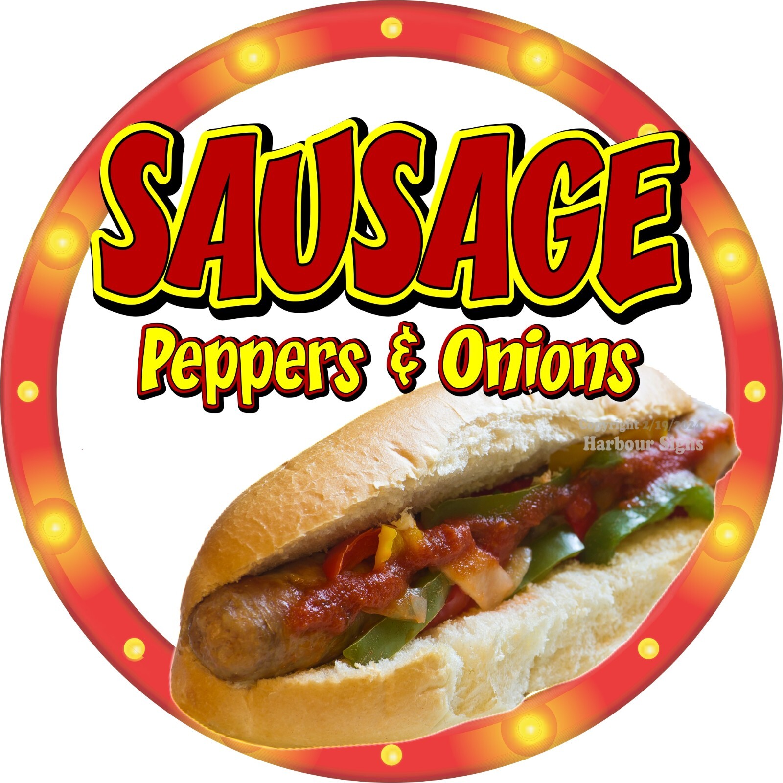 Sausage Peppers Onions DECAL Snacks Concession Food Truck Sticker c2