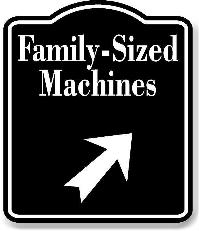 Family-Sized Machines 45 degree up Right Arrow BLACK Aluminum Composite Sign