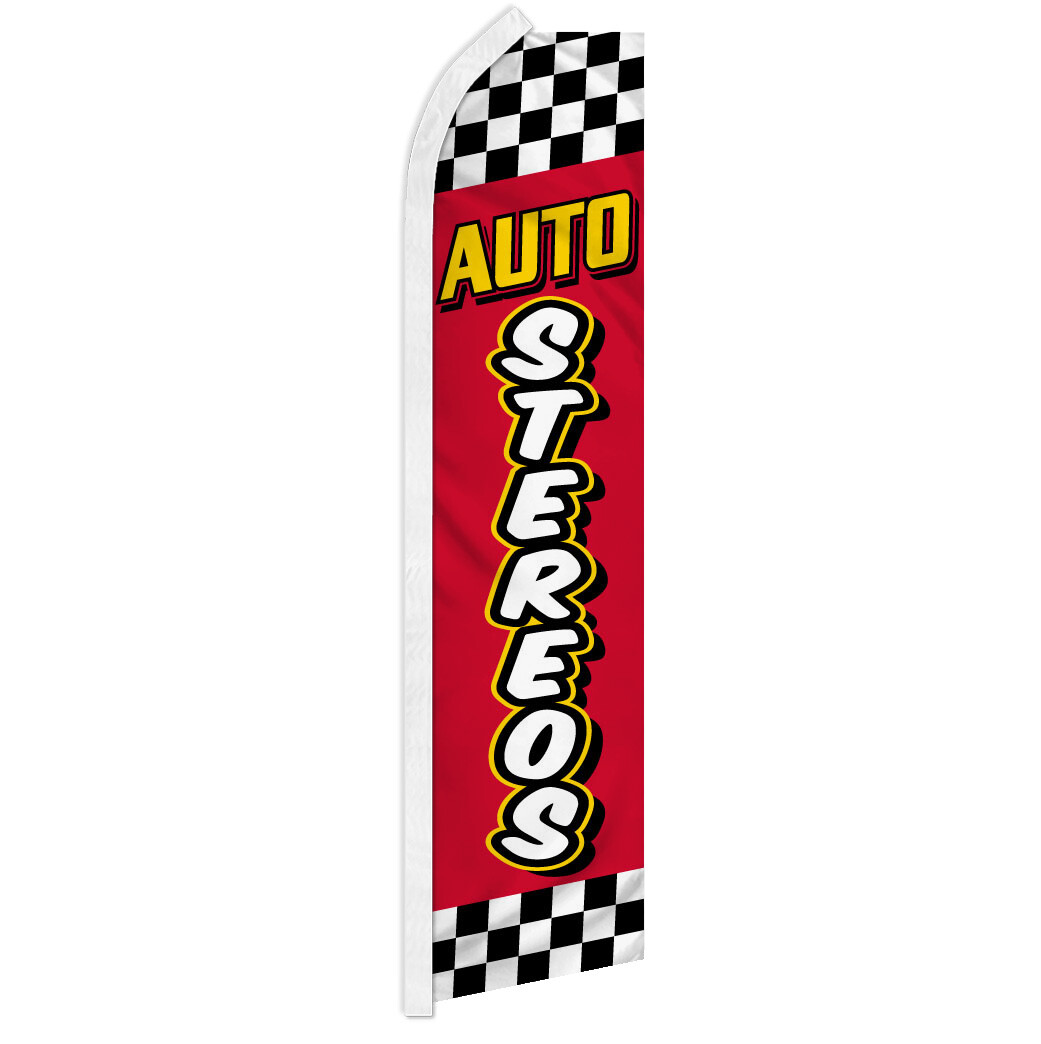 Auto Stereos Advertising Swooper Feather Flutter Flag Car Sound System RED