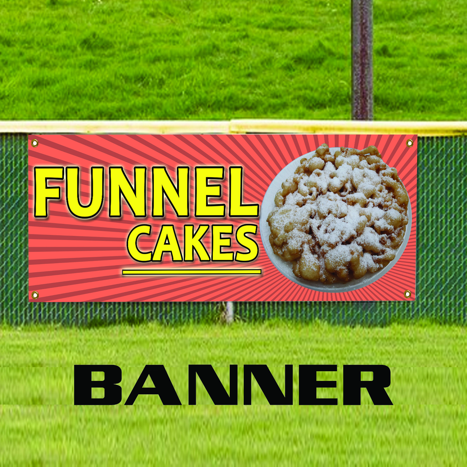 Funnel Cake Vinyl Banner Lawn Food Concession Stand Advertising Banner Grommets