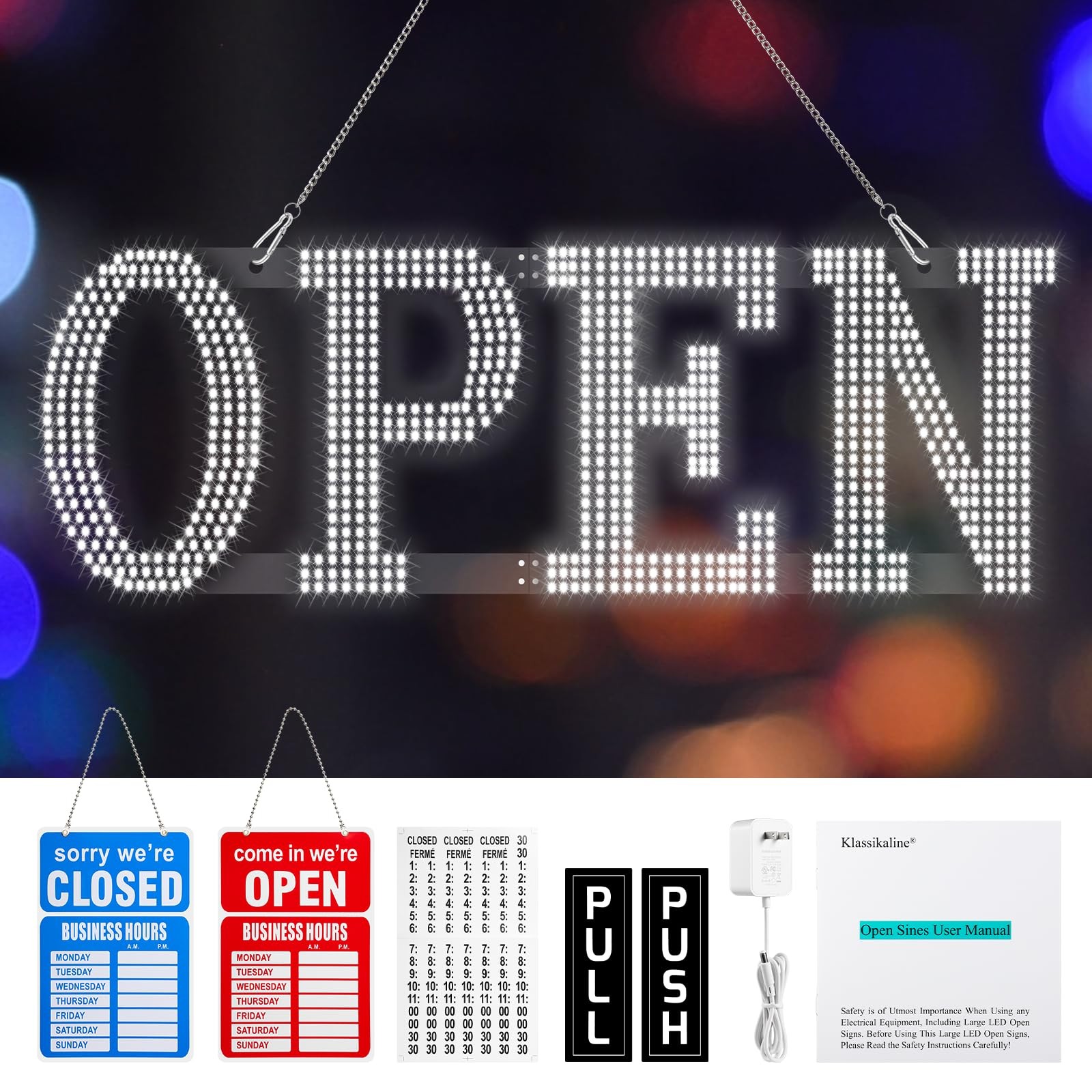 Open Signs for Business, Klassikaline 40″L x 14″W Inch Ultra Bright Large LED…