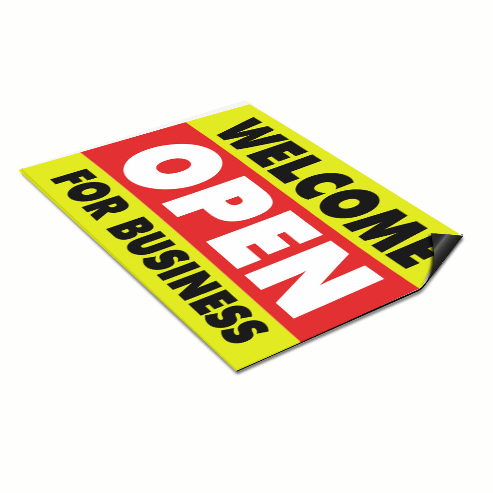 Car Magnet Set of 2 Welcome Open for Business #2 Car Advertising Industrial Sign