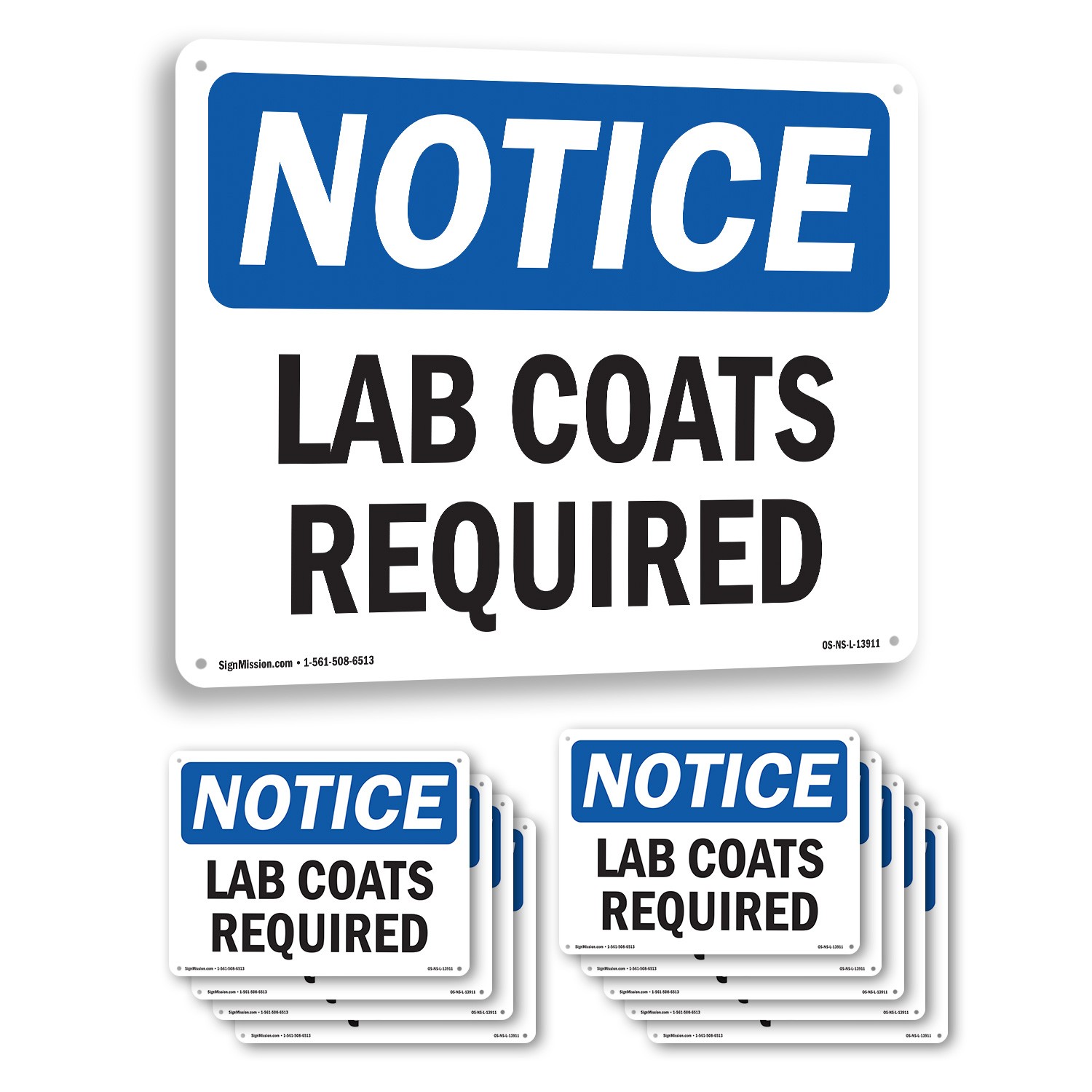 Lab Coats Required OSHA Notice Sign Metal, Plastic, Or Decal – 5 or 10 Pack