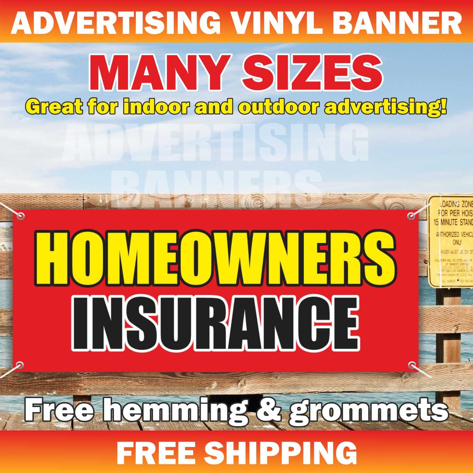 HOMEOWNERS INSURANCE Advertising Banner Vinyl Mesh Sign Flag Auto Home Life