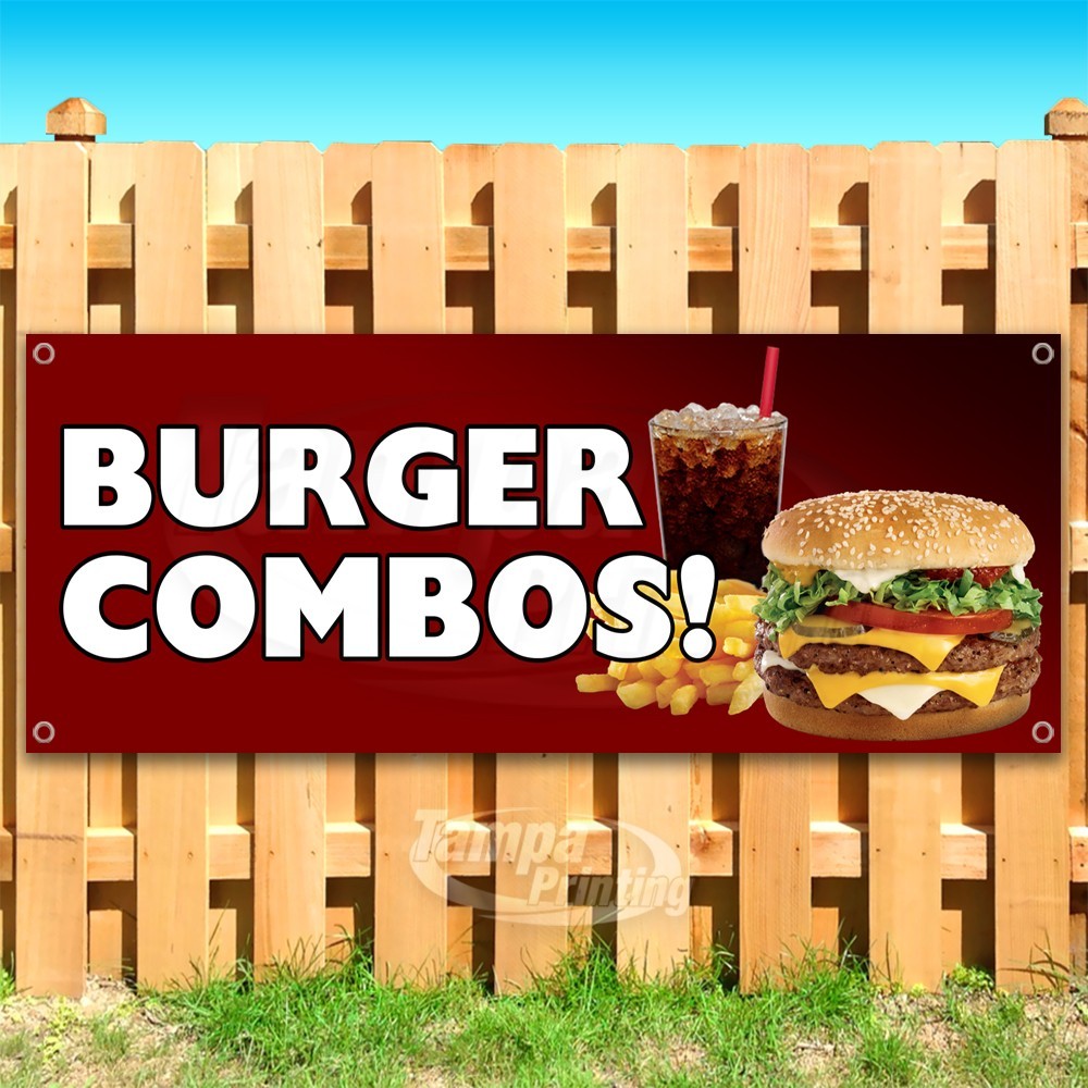 BURGER COMBOS Advertising Food Meals Deals Vinyl Banner Flag Sign USA SB10679