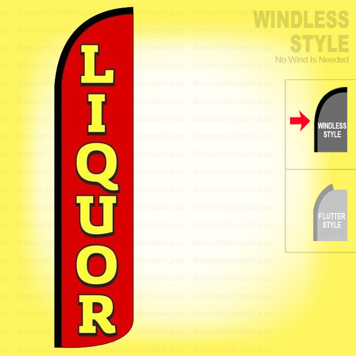 LIQUOR – Windless Swooper Flag 11.5 ft Feather Banner Sign rz