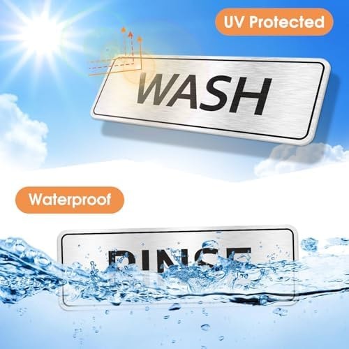 Faittoo Wash Rinse Sanitize Sink Labels Signs with Employees Must Wash Hands …