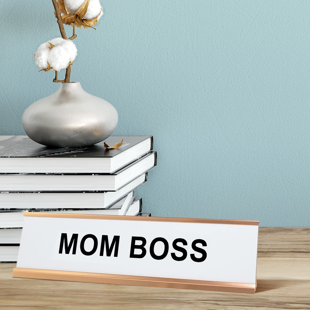Mom Boss Name Plate Desk Sign (2 X 8″)