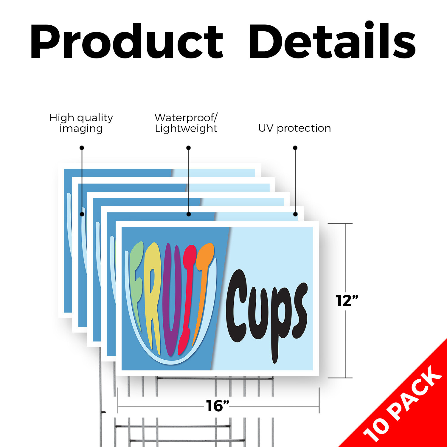 Fruit Cups Yard Sign Healthy Snacks, Seasonal Promotions, Farmer�s Markets