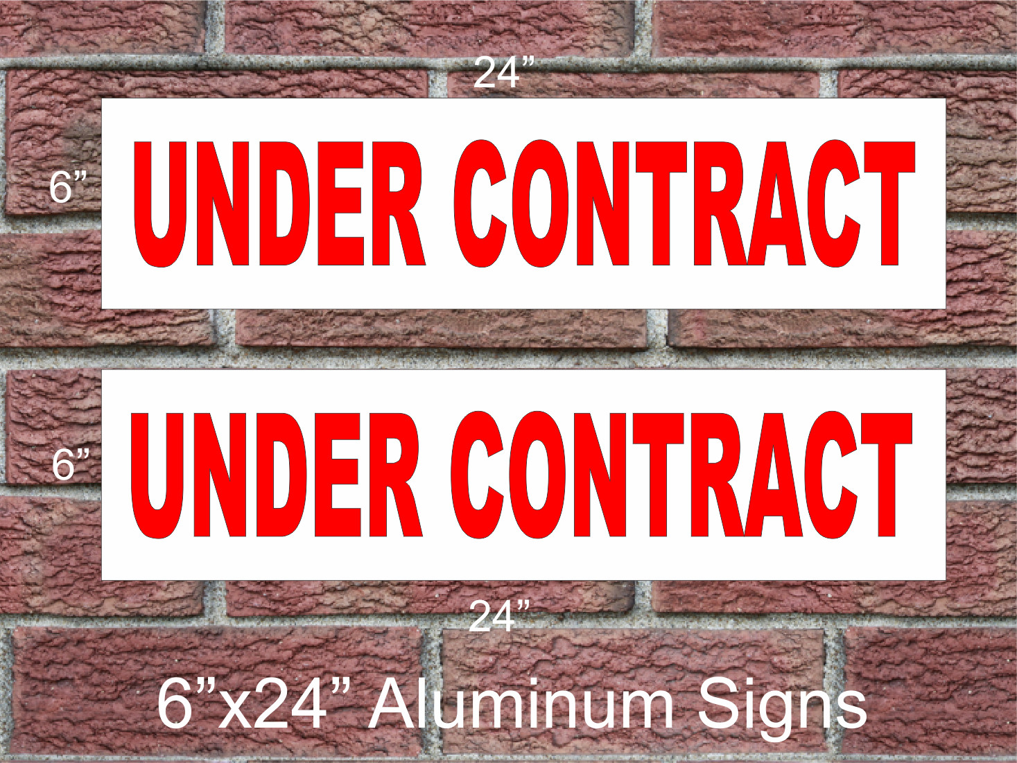 2 UNDER CONTRACT Aluminum Metal Signs Red 6″x24″ 2 Sided Real Estate Rider