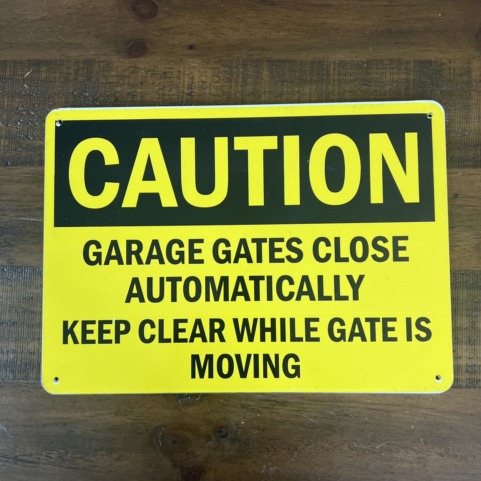 Caution “Garage Gates Close Auto Keep Clear” Aluminum Sign 10″ X 14″ Yellow Blac