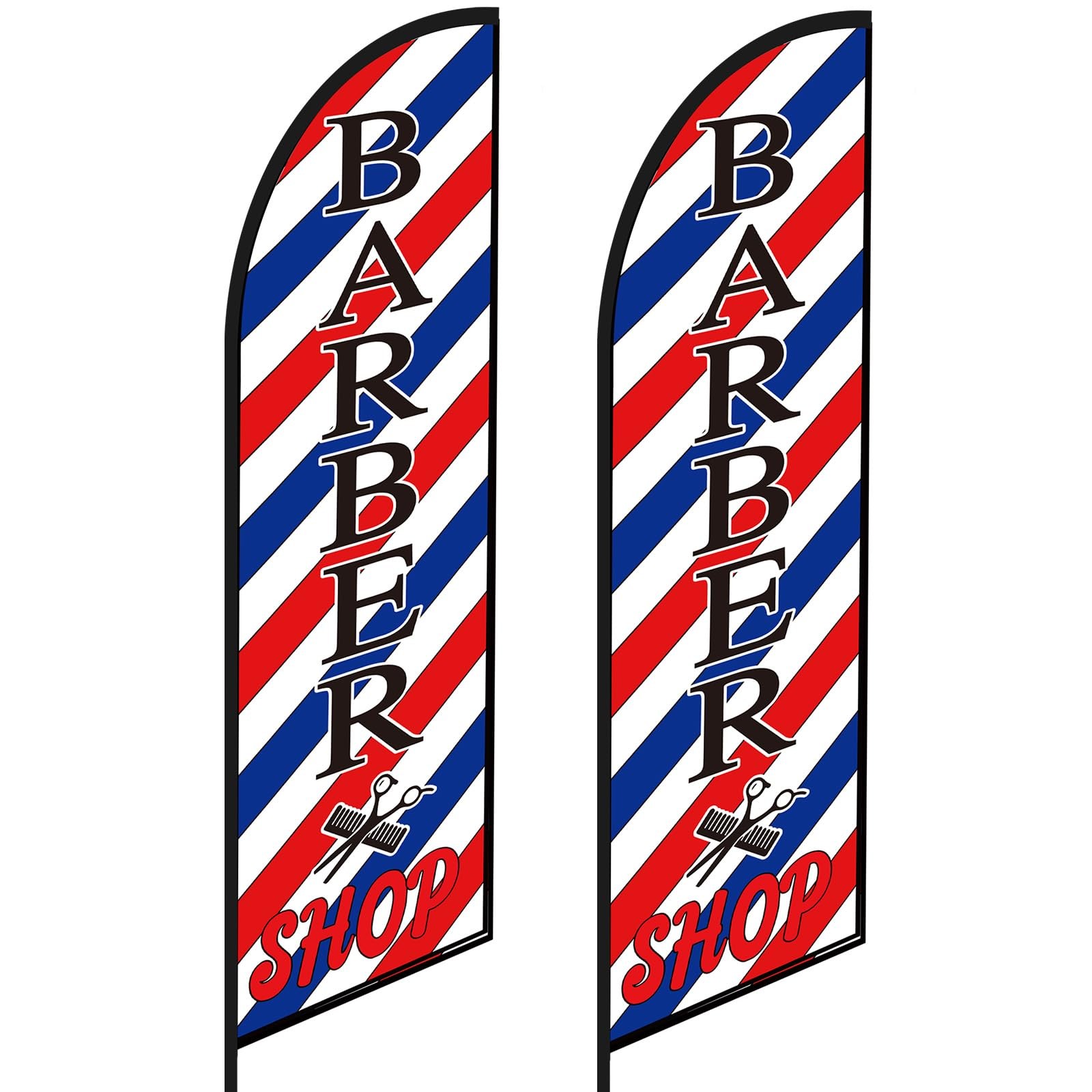 2 Pcs Barber Flag Barbershop Sign Banner for Salon Business Outside Barber 8 ft