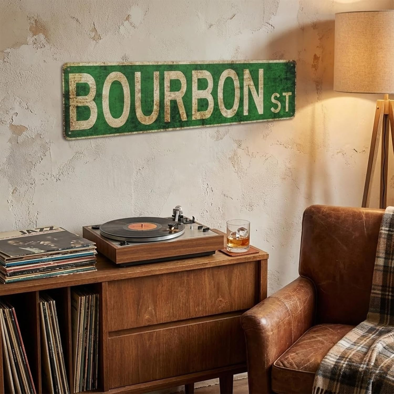 Vintage Bourbon Street Metal Sign 4×15 inch | Rust-Free Aluminum New Orleans Wal