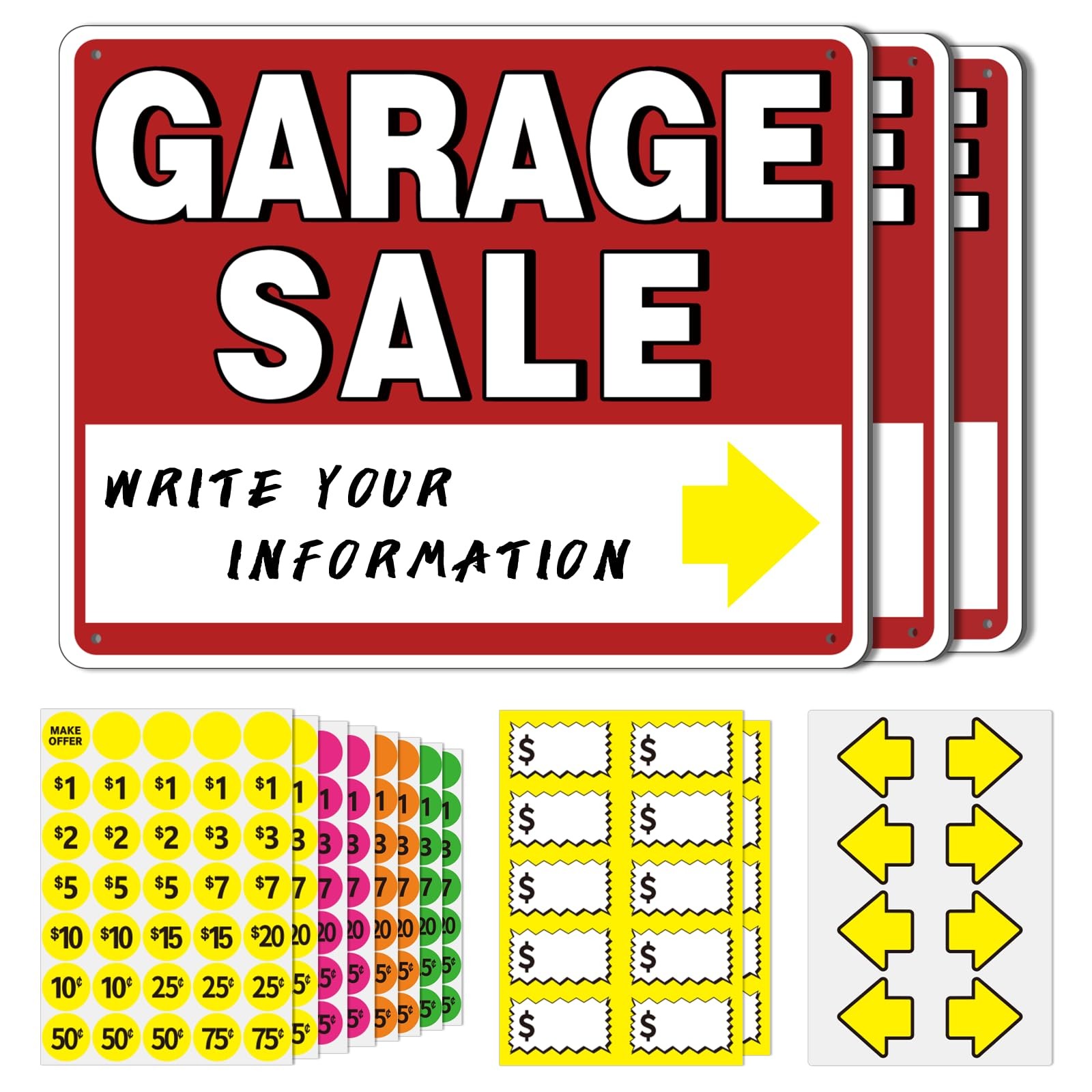 5Pcs Garage Sale Sign Kits, 14″ x 10″ Double-Sided Garage Sale Sign,Garage Sa…