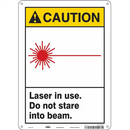 CONDOR 451R05 Radiation & Laser Sign, 14 in H x 10 in W, Aluminum, Vertical