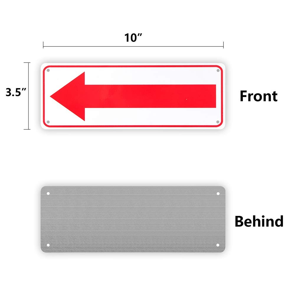 4-Pack Arrow Sign,for Indoor or Outdoor Use，10″x 3.5″ .04″ Aluminum Reflectiv…