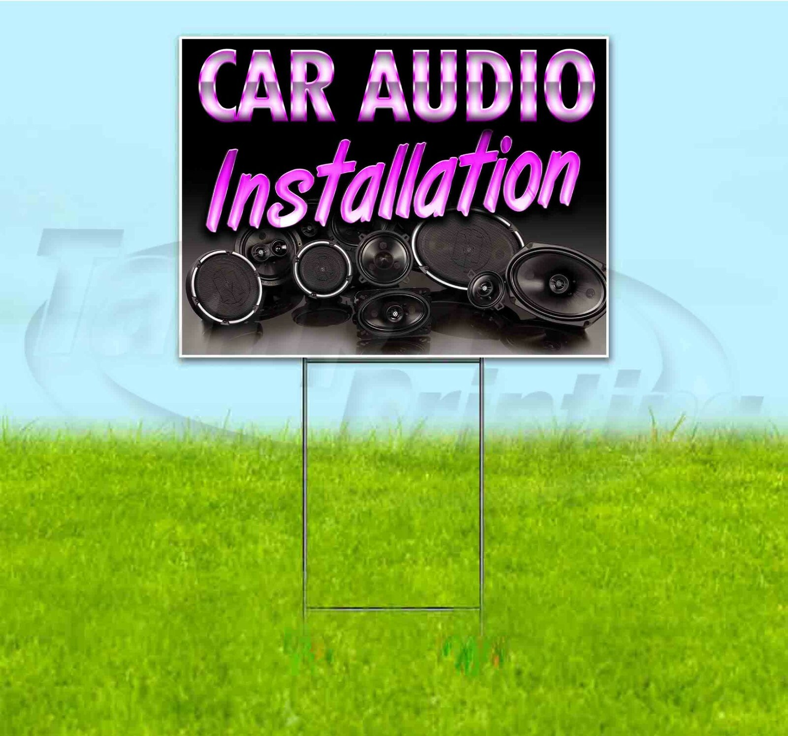 CAR AUDIO INSTALLATION 18×24 Yard Sign WITH STAKE Corrugated Bandit USA SERVICE