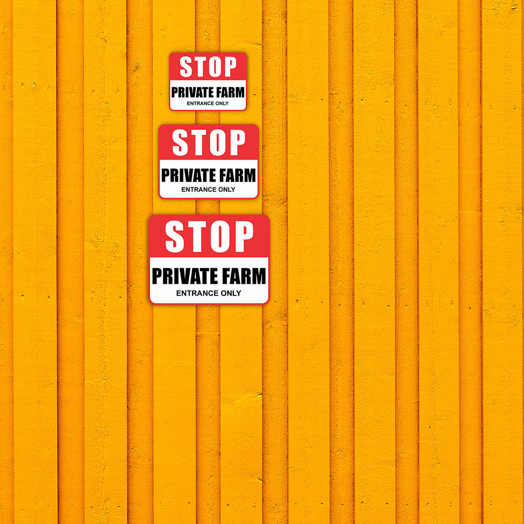 Classic Framed Plus Stop Private Farm Entrance Only Door or Wall Sign |