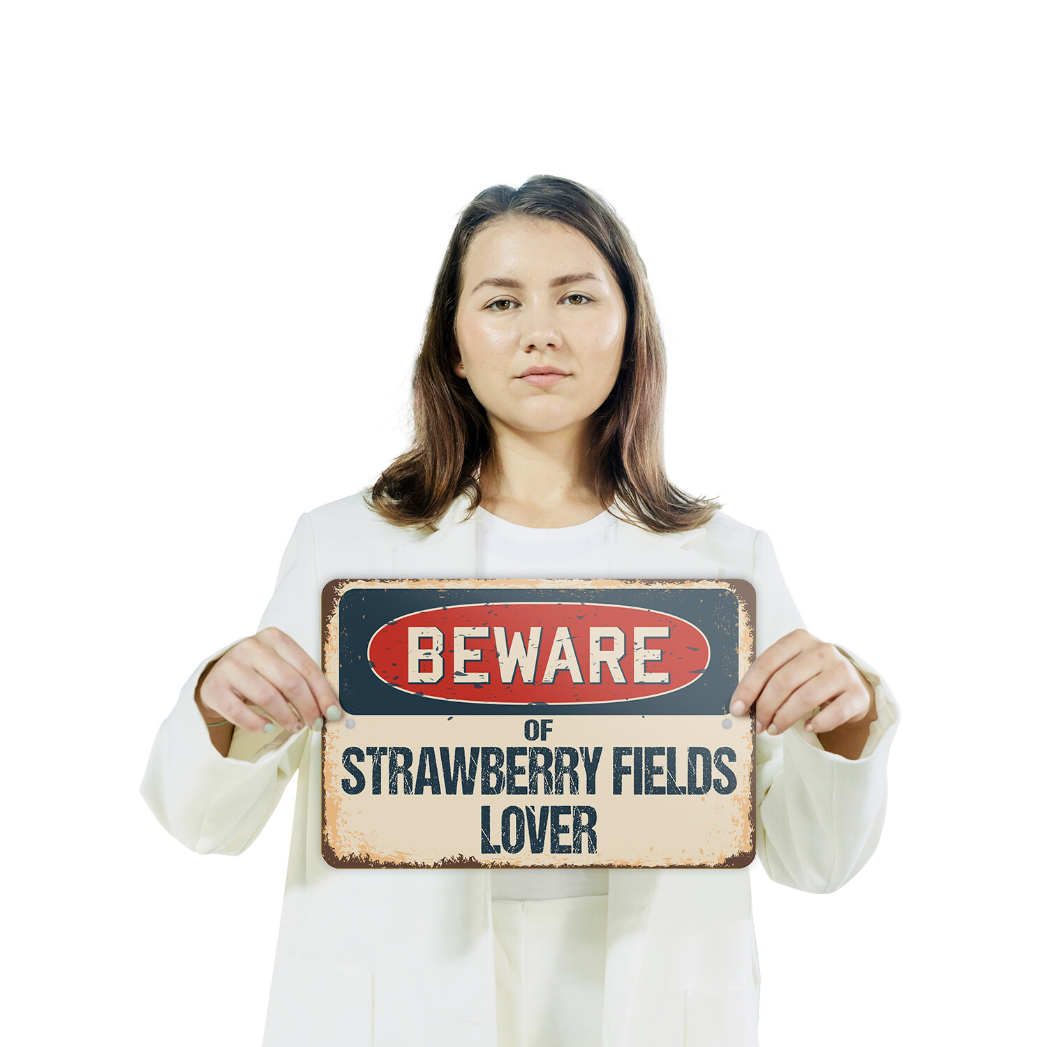 Strawberry Fields (3 Pack) Plastic Street Sign Crossing Warning Vintage Rustic