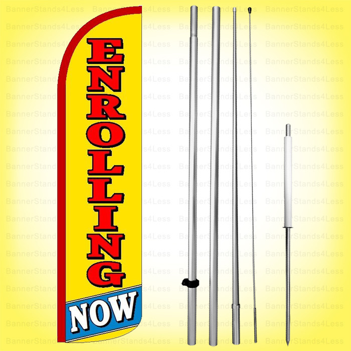 NOW ENROLLING – Windless Swooper Flag Kit 15′ Feather Banner Sign yz-h
