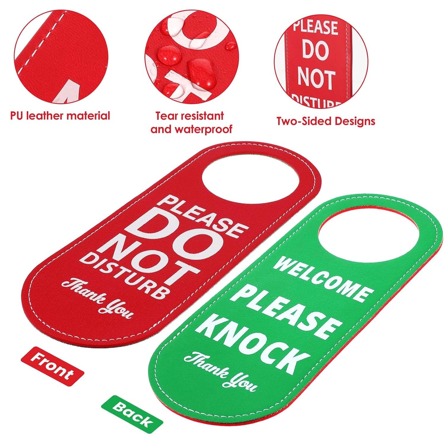PU Leather Please Do Not Disturb Sign and Welcome Please Knock Sign, Door Knob P
