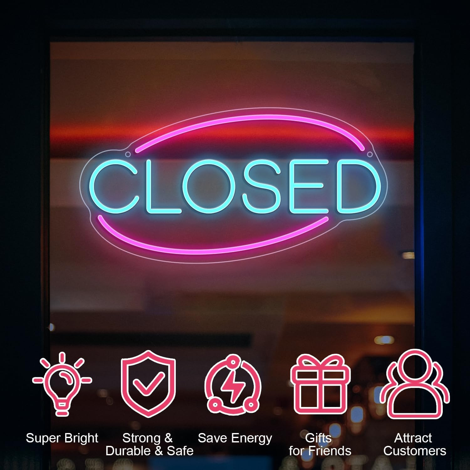 Bright LED Closed Sign for Business – High Visibility Neon Display