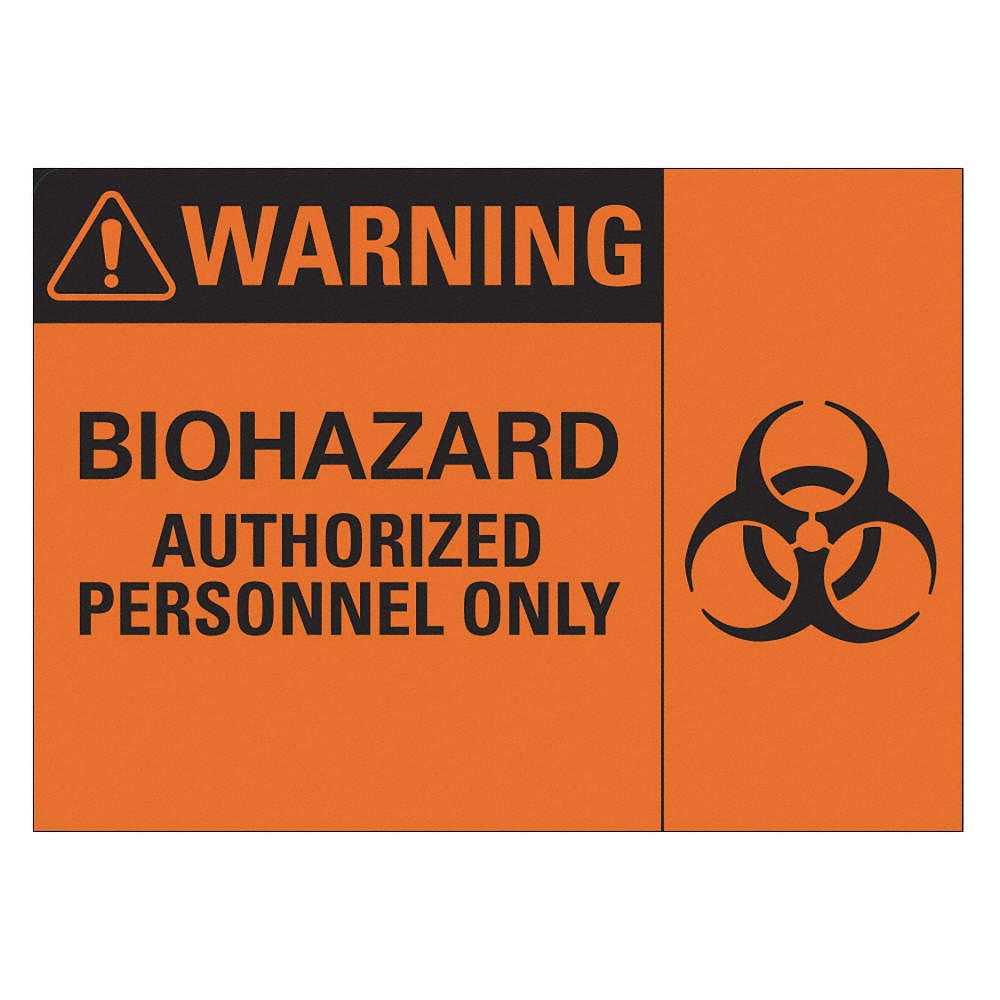 LYLE LCU1-0050-NA_10x7 Biohazard Sign,7 in x 10 in,Aluminum 484J91