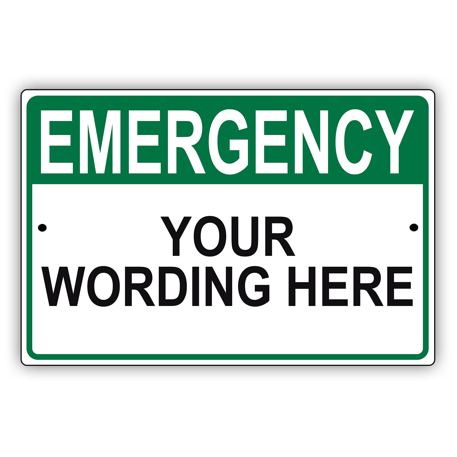 Emergency Your Custom Wording Here Personalized Text Warning Aluminum Metal Sign